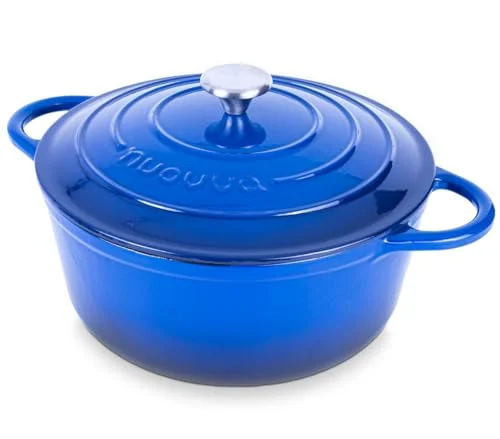 Nuovva enameled cast iron Dutch oven, 6.4 quart, dark blue